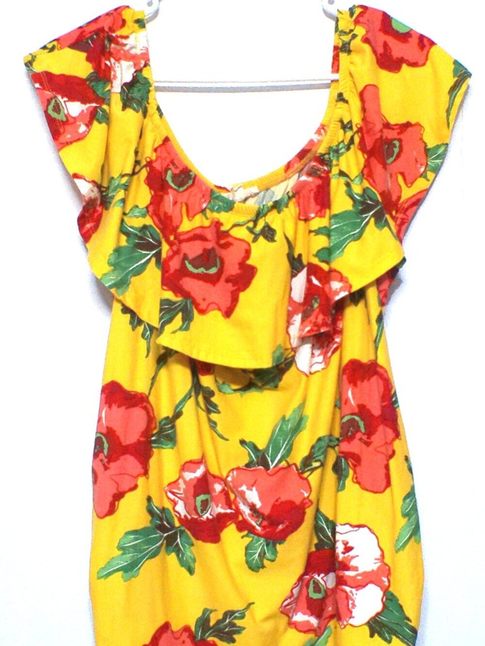 Urban Roses Yellow Floral Ruffle Blouse – Women’s Size 3X Tropical Top